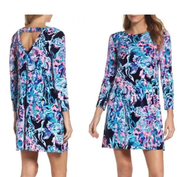 168.00 NWT LILLY PULTZER OLIVE DRESS BRIGHT NAVY ALL CAUGHT - Picture 5 of 8